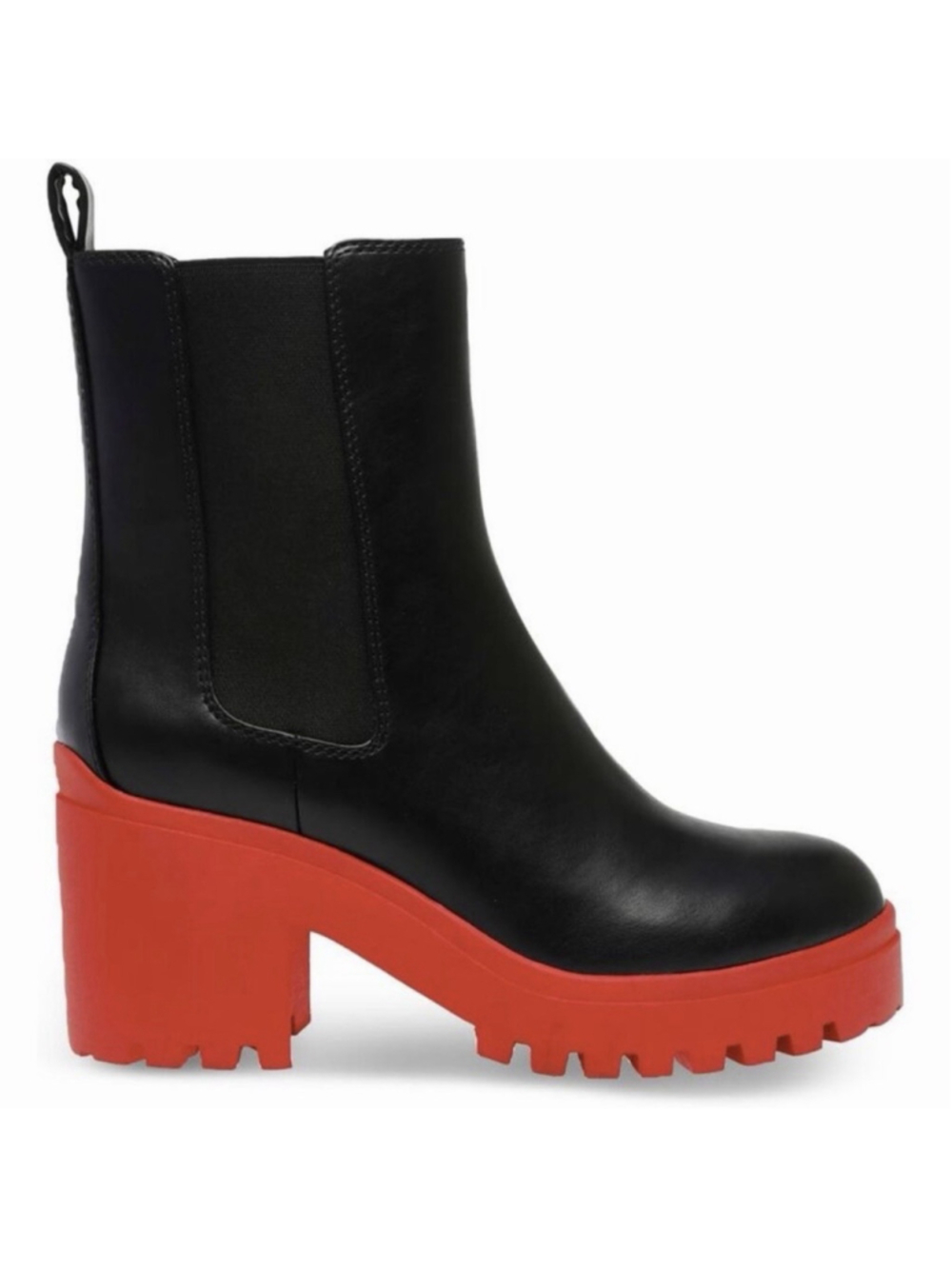 Wild Pair NEW Brooklan Womens 6.5 Platform Chelsea Boots Black Red Faux Leather